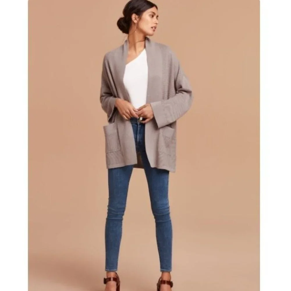 Aritzia Wilfred Grey Knit  Copernic Silk Cashmere Open Cardigan size XXS - Picture 15 of 16